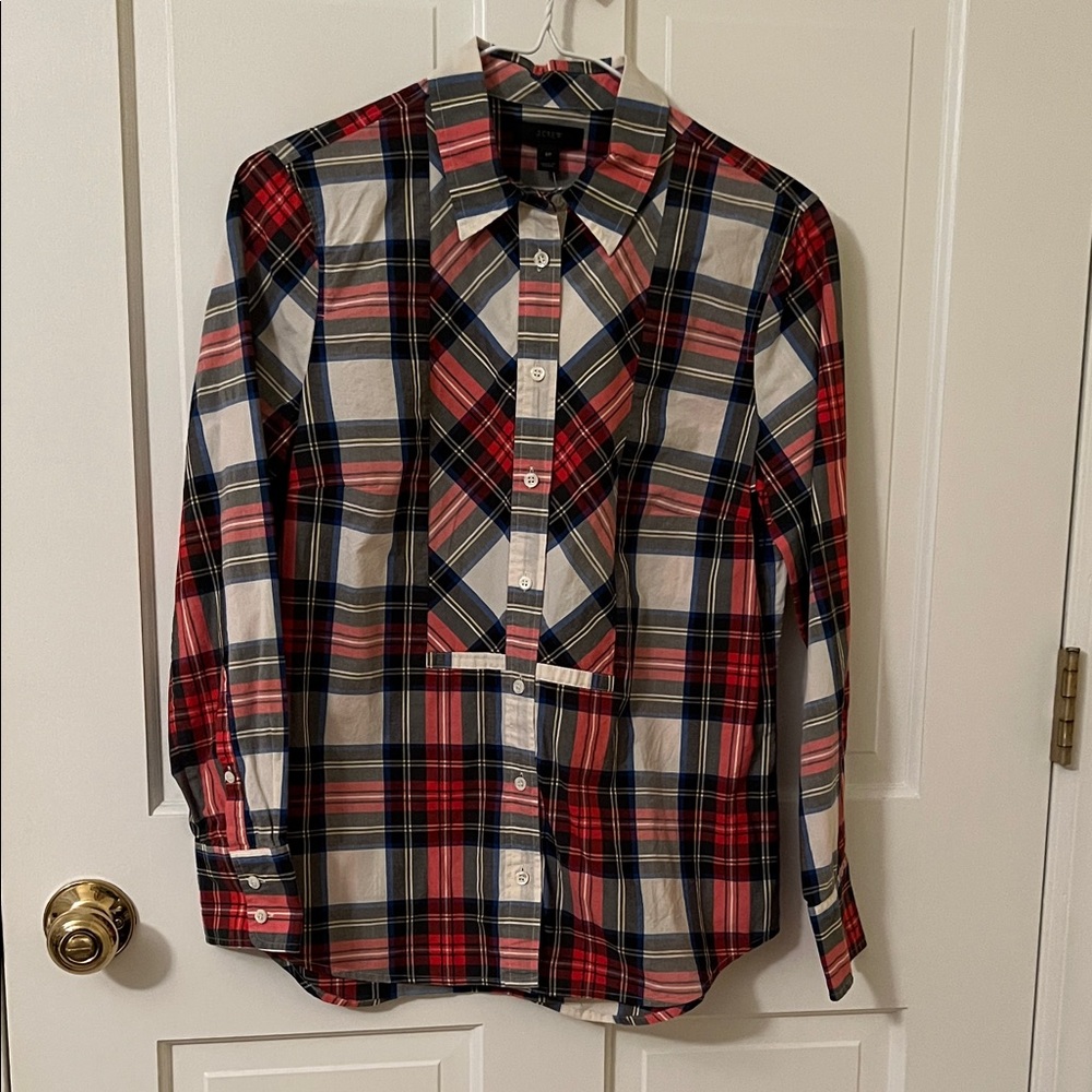 J. Crew Casual Plaid Shirt - Red, Blue, White Black 6P